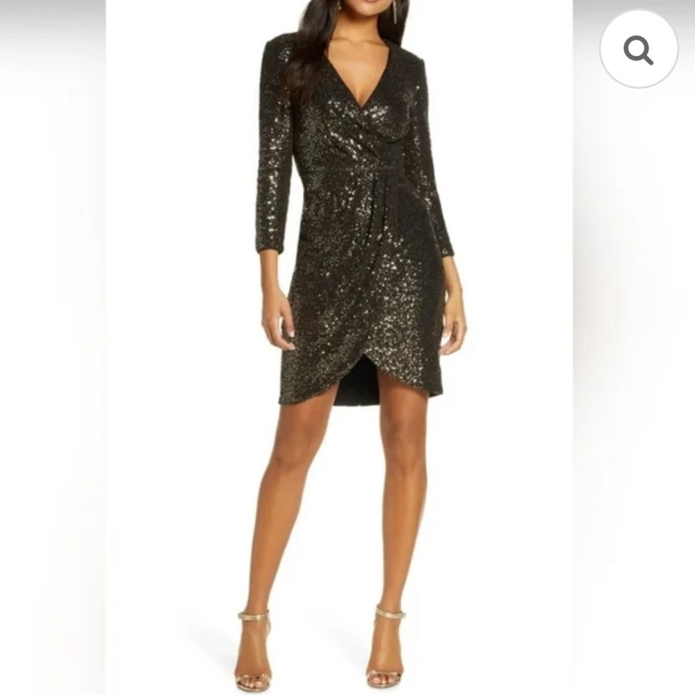 Elegant Sequin Wrap Dress